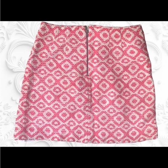 LOFT Jacquard Mini Skirt Red/White Size 10 - Picture 3 of 3